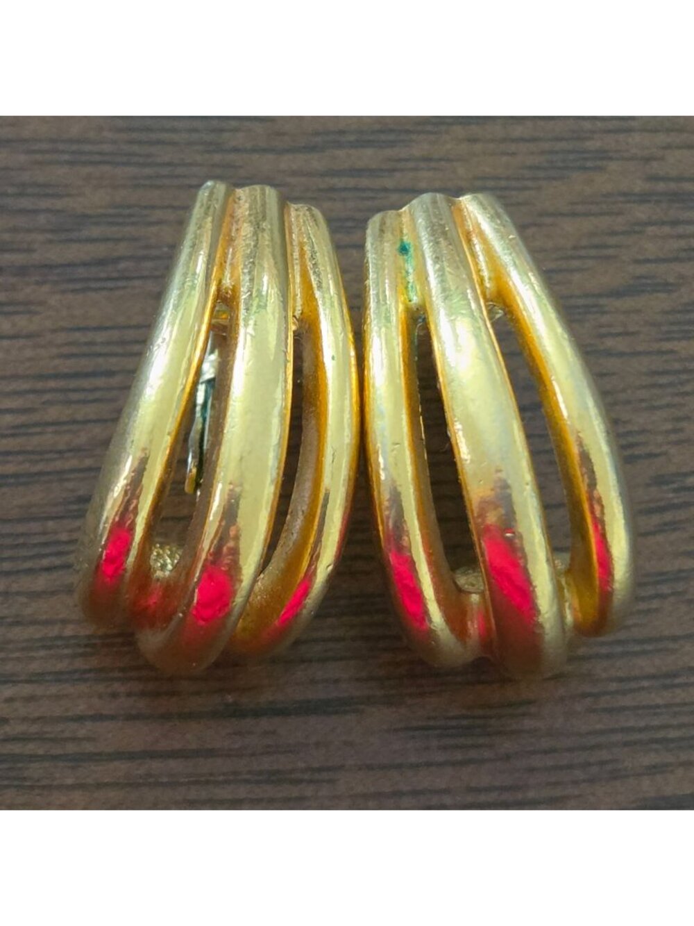 Vintage Gold Tone Clip On Hoop Style Earrings
